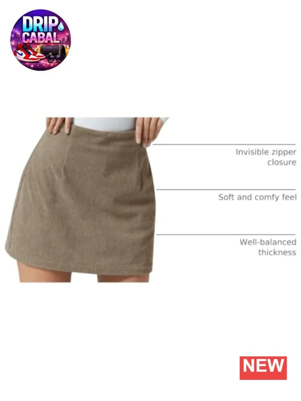 Wenrine Women's High Waisted A-Line Corduroy Mini Skirt with Back Zipper